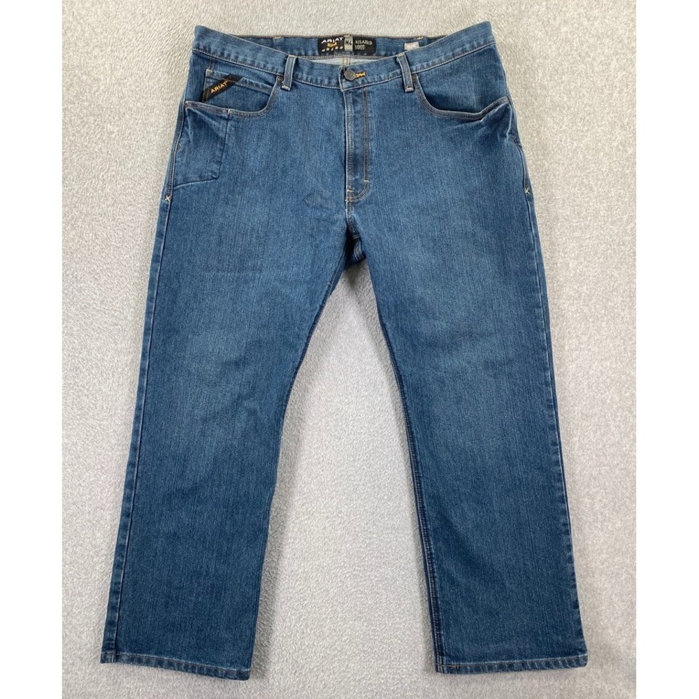 Ariat Rebar M4 Relaxed Boot Jeans Men's 38x30 Denim Blue Loop Lock Med Wash